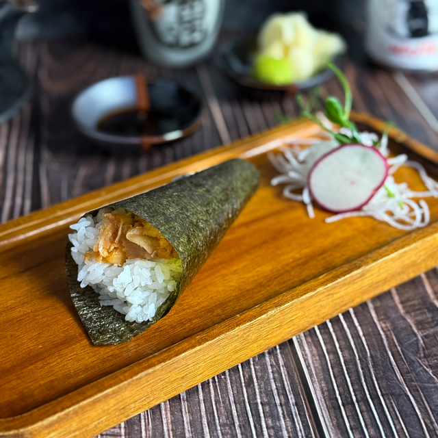 Salmon Skin Hand Roll.