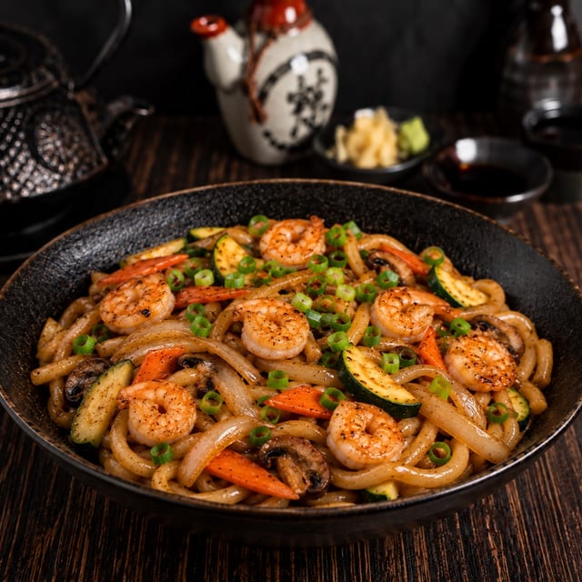 Shrimp Stir Fry Udon.