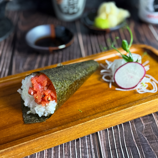 Spicy Tuna Hand Roll.