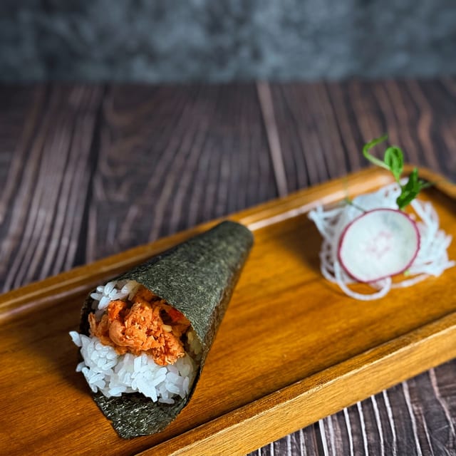 Spicy Crawfish Hand Roll.