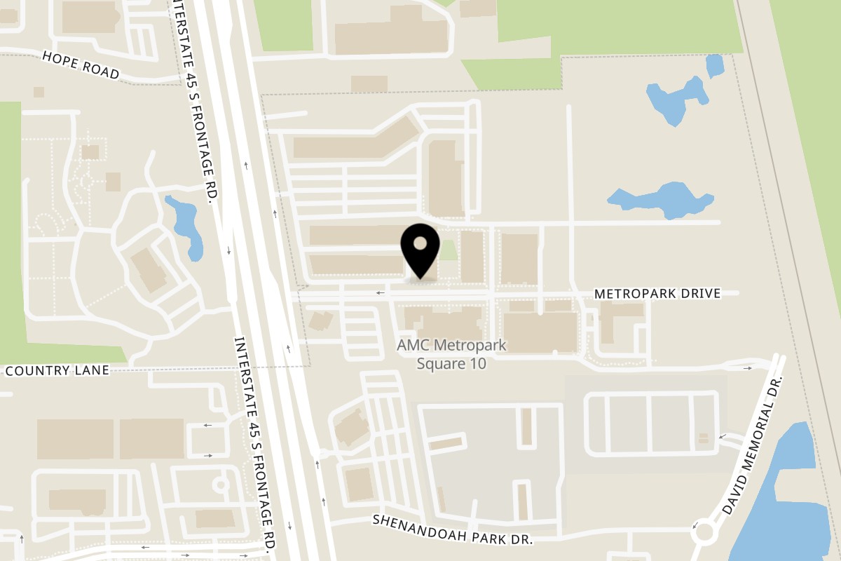 Map showing the location of Top Sushi Woodlands on 8851 Metropark Dr #100 in Shenandoah